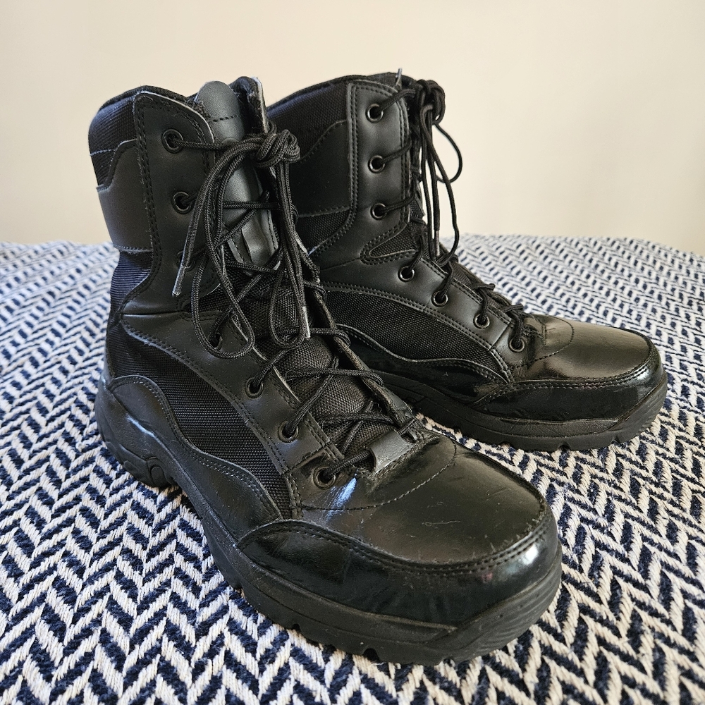 Interceptor Slip & Oil Resistant Black Steel Toe Tactical Combat Boots: Men's 9